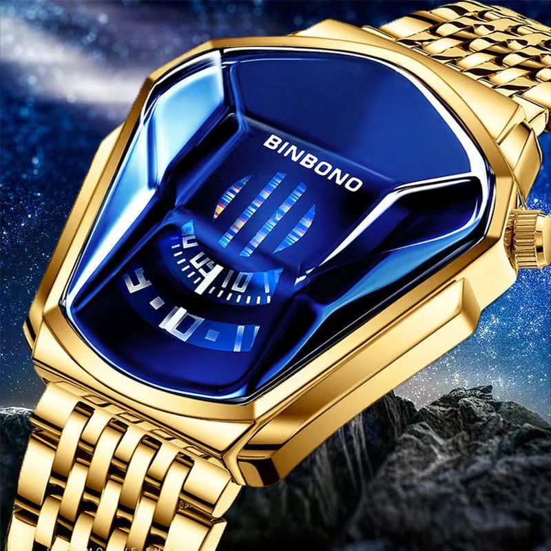 BINBOND Men Watches Top Brand Men's Watches Fashion Personality Large Dial Quartz Business Watches Style Locomotive Concept Watch Aggressive Technology Male Wrist Watch
