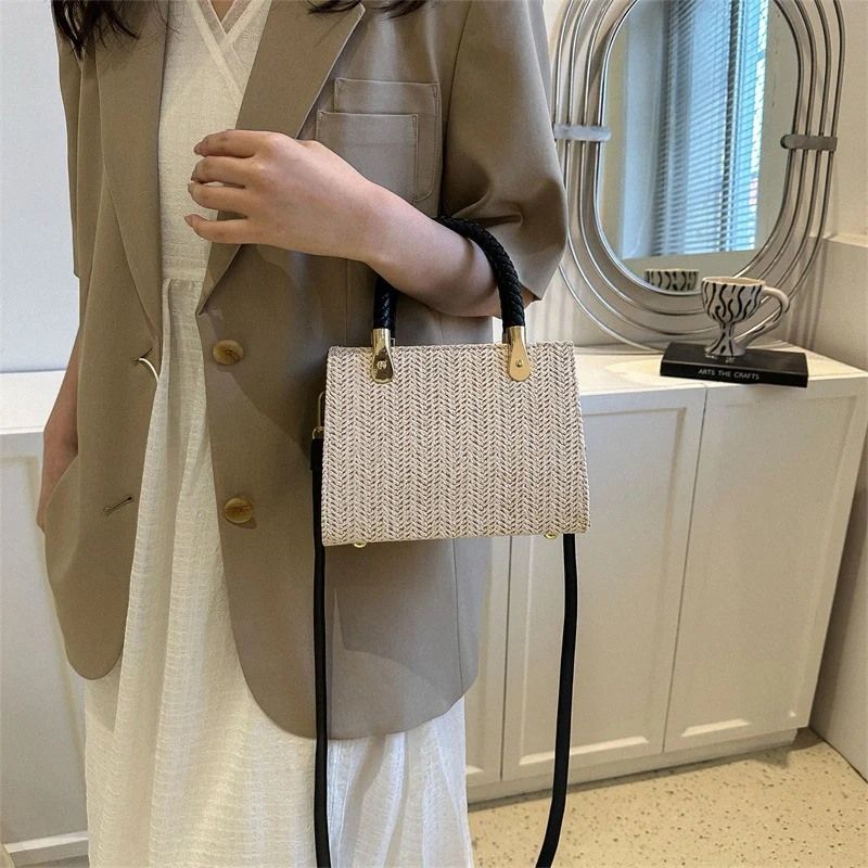 Mateamoda Chic Woven Texture Structured Handbag Crossbody Bag