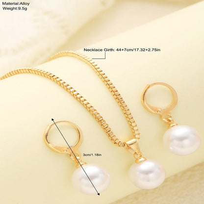 New Pearl Pendant Earrings Necklace Jewelry Set Women'S Fashionable And Versatile Light Luxury Temperament Jewelry