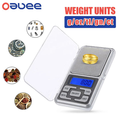 Mini Electronic Scales High Precision 500gx0.1g/ 0.01g Pocket Digital Scale for Gold Sterling Silver Jewelry Balance Gram For Kitchen