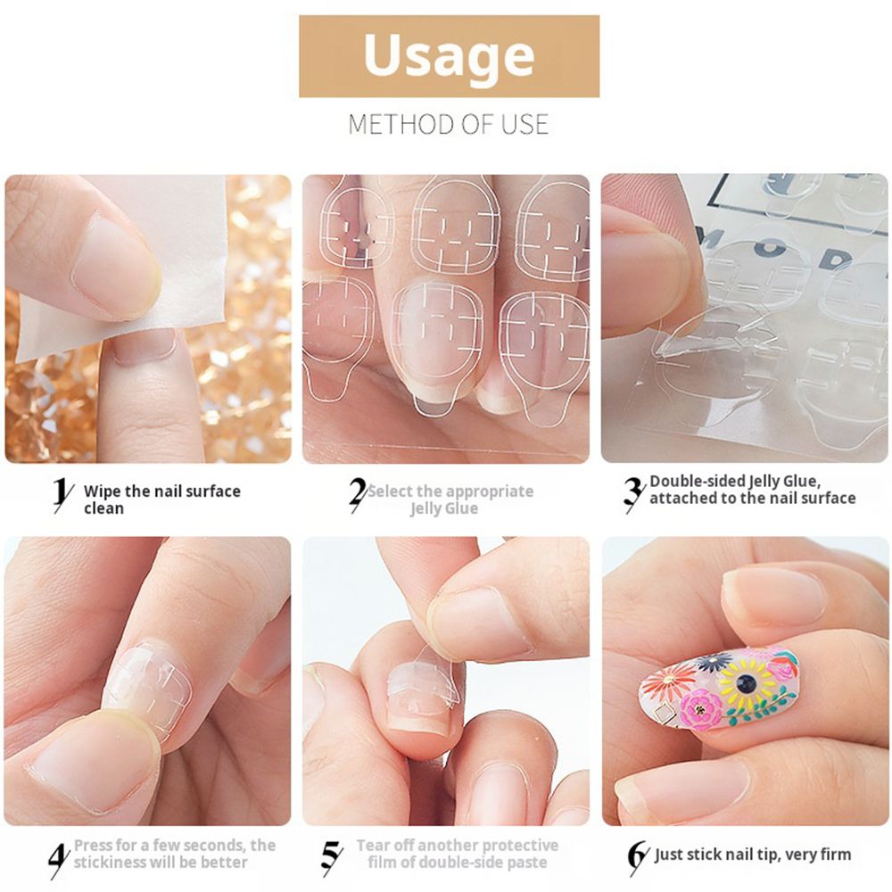 5 Sheets 120pcs/10 Sheets 240pcs/20 Sheets480pcs double-sided jelly glue false nails art tape sticker DIY tips false nails gel makeup tools