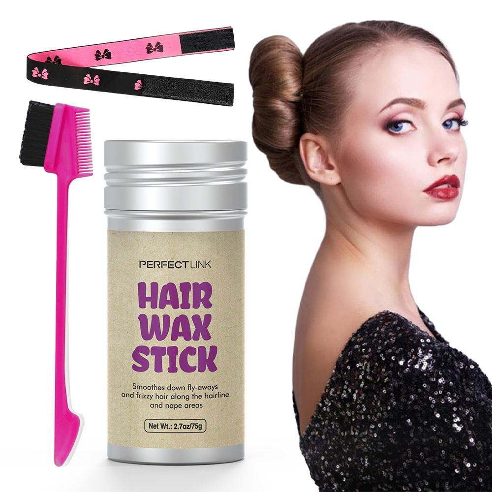 4Pcs/set 100g Peach Wax 75g Wax Stick Headband Brush Combination OEM Brand Hair Wax Stick Hair Wax Strip Hair Styling Hair Wax Long-lasting Hold Styling Combination