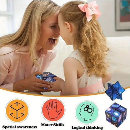 Magic Infinite Cosmic Cube Infinity Cube Fidget Toy Educational Star Cube Toy Changeable Cubes Fidget AntiStress Flip Cubic Puzzle Toys for Birthday Presents Gift