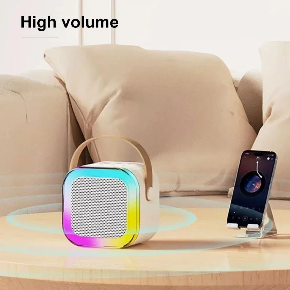 Bluetooth Audio K12 Karaoke Machine Portable 5.3 PA Bluetooth Speaker System with 2 Wireless Microphones Home Family Singing Children's Gifts Portable Mini Karaoke Speaker Microphone