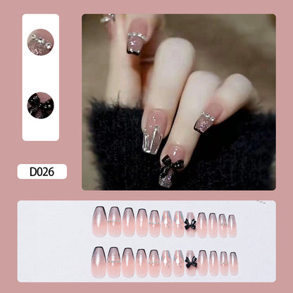 24Pcs nail enhancement fake nail patches reusable snap on style wearing nail patches