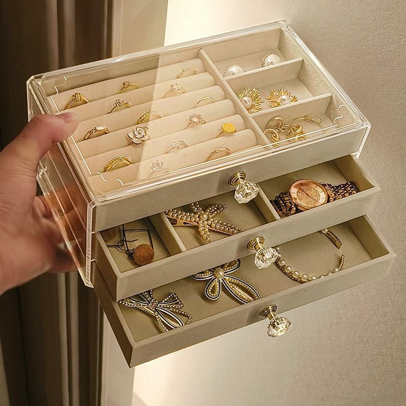 Jewelry box organizer Jewelry Case PU Leather ring/bracelet/necklace/earrings/watch jewelery Storage Box Jewelry Organizer Display three layers drawers organizer display gift for friend