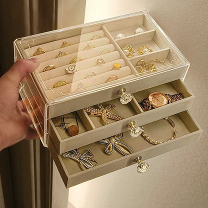 Jewelry box organizer Jewelry Case PU Leather ring/bracelet/necklace/earrings/watch jewelery Storage Box Jewelry Organizer Display three layers drawers organizer display gift for friend