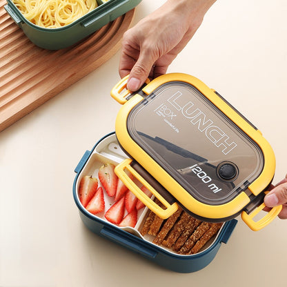 Single Double-layer Lunch Box Portable Compartment Fruit Food Box Microwave Lunch Box With Fork And Spoon Picnic Fresh Box