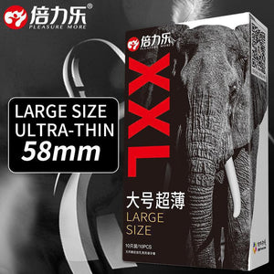 A 58mm extra-large, ultra-thin, extra-large male condom is inserted naked into the penis condom