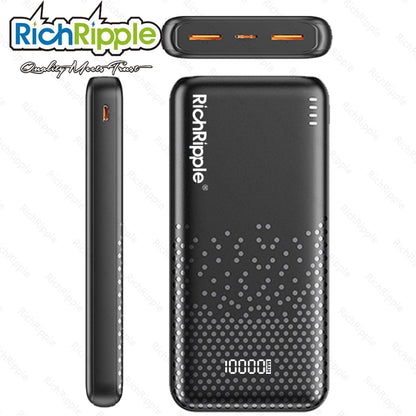 RichRipple 2A Fast Charge Power Banks 10000mAh iPhone&Android Power Bank Universal Portable Mobile Power With Dual USB LED Lamp powerbank