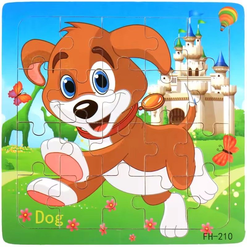 20 piece Wooden Puzzle Cartoon Animals Car Letter Number Pattern Jigsaw Puzzles Game Kids Educational Learning Toys for Children