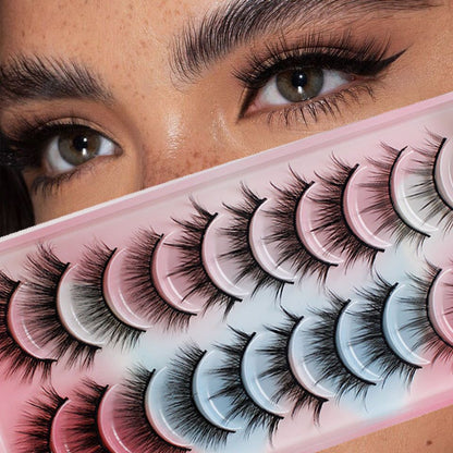 10 Pairs Set False Eyelashes Thick Fluffy Cosplay Lashes Mixed Pack Fake Eyelashes Natural Long Eyelash Extension Makeup Lashes