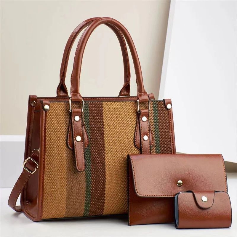 Mateamoda 3 in 1 Vintage Tote Bag Underarm Handbag Crossbody Bag