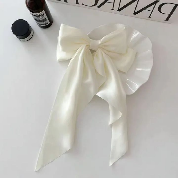 Hair Bows For Women Large Bow Hair Clip Soft Long Tails Metal Clips Bow Tie Hair Clip For Women Girls Accessories