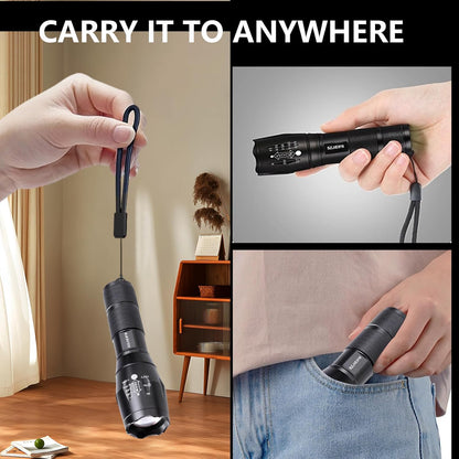 LED Emergency Handheld Flashlight with Adjustable Focus, Water Resistant, 5 Modes, Best Tactical Flashlight for Emergency, Camping and Fishing