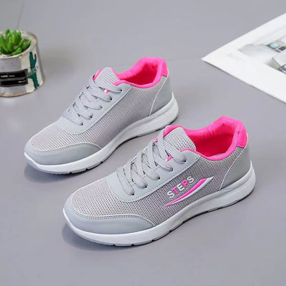 New arrival Women's casual sports gray shoes Ladies round toe mesh shoes Students fashion sneakers running shoes girls breathable gym shoes comfortable walking grey shoes