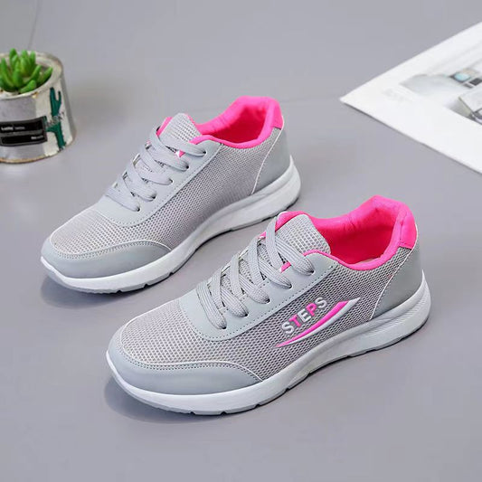 New arrival Women's casual sports gray shoes Ladies round toe mesh shoes Students fashion sneakers running shoes girls breathable gym shoes comfortable walking grey shoes