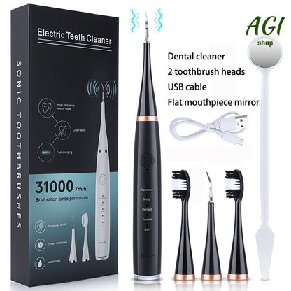 Electric Toothbrush Sonic Dental Teeth Whitening Kit Tooth Whitener Calculus Tartar Remover Tools Cleaner Stain Oral Care, Whitening Instrument Waterproof USB Fast Charging Device For Dental Brush