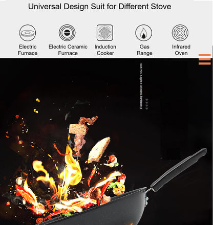 HW Quality Medical Stone Wok Physical Non Stick Pan Sufuria 30/32/34CM Saute Deep Frying Cooking Pots