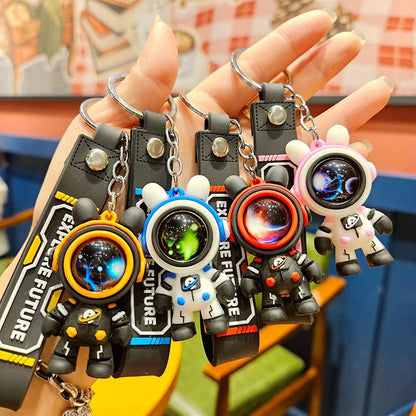 Travelling To The Stars Astronaut Keychain Key Ring Creative Car Key Chain Pendant Hand Strap Cartoon Gift Doll Charm Bag Charms Creative Gifts