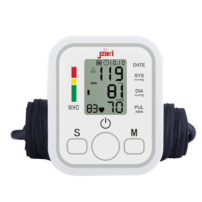 Jziki Upper Arm Blood Pressure Monitor Digital Electronic Sphygmomanomet Automatic BP Machine Heart Rate Pulse Monitor Tensiometers Meter Long Cuff Adult