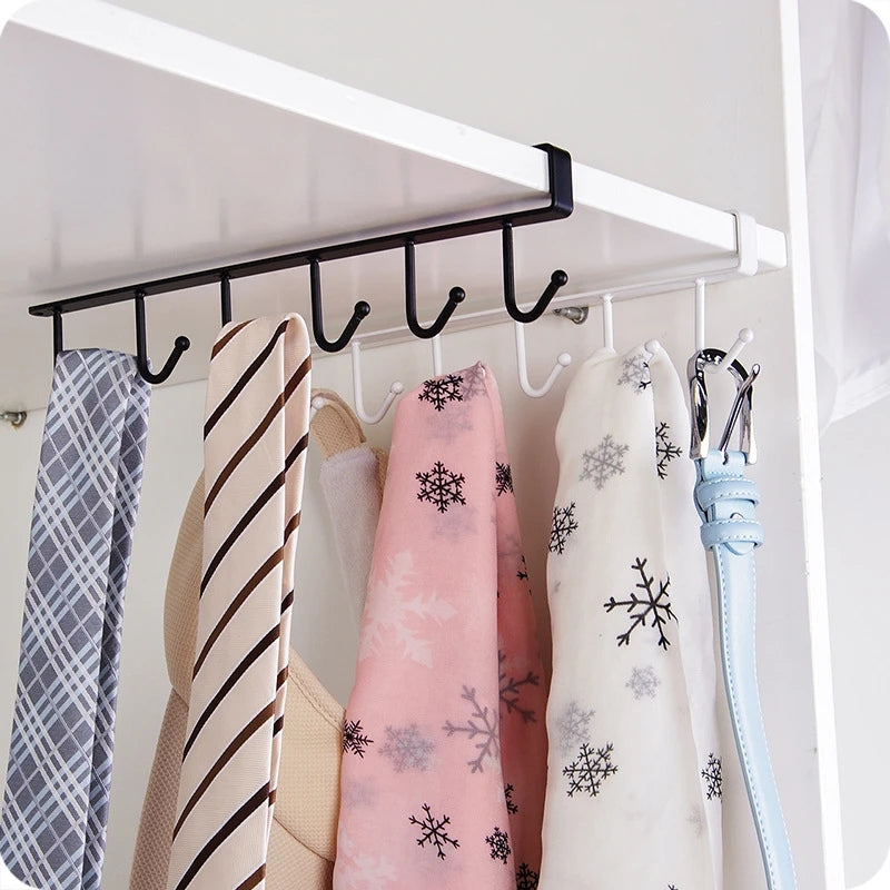 Iron Cabinet Traceless Hook Storage Hanger Multi-Row Hook Wardrobe Kitchen Punch-free Traceless Hook