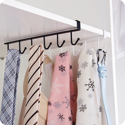 Iron Cabinet Traceless Hook Storage Hanger Multi-Row Hook Wardrobe Kitchen Punch-free Traceless Hook