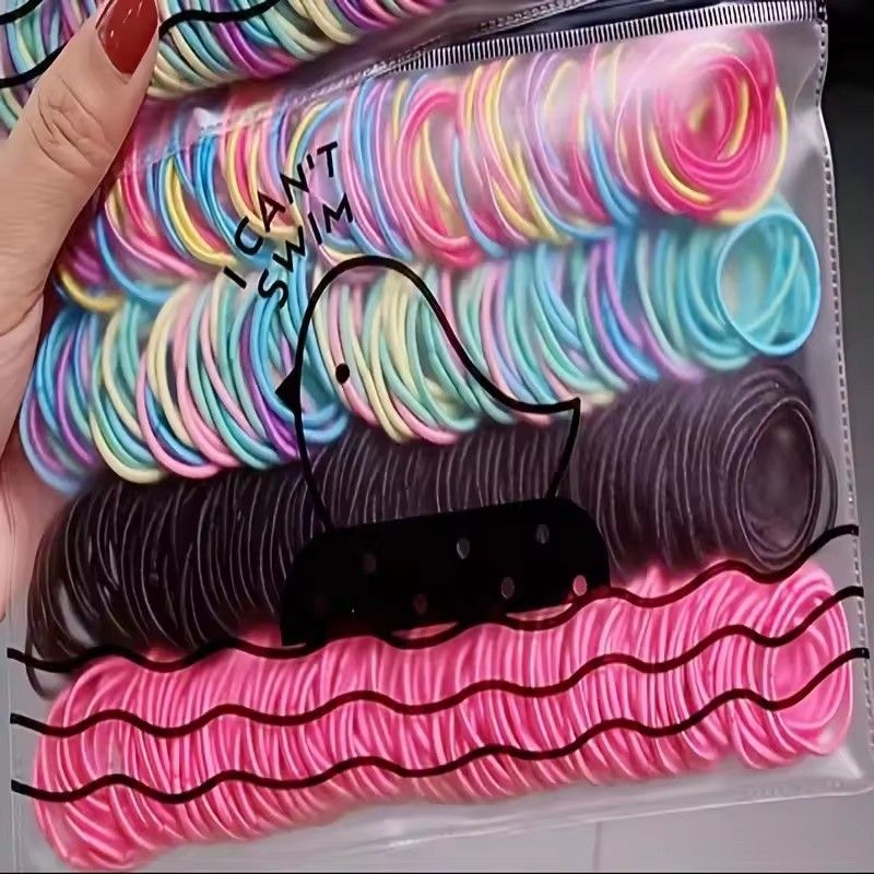 200/300pcs Cute Hair Ties For Kids & Girls - Colorful Elastic Polyester Hair Bands Ponytail Holder Children Rubber Band Hair Accessories