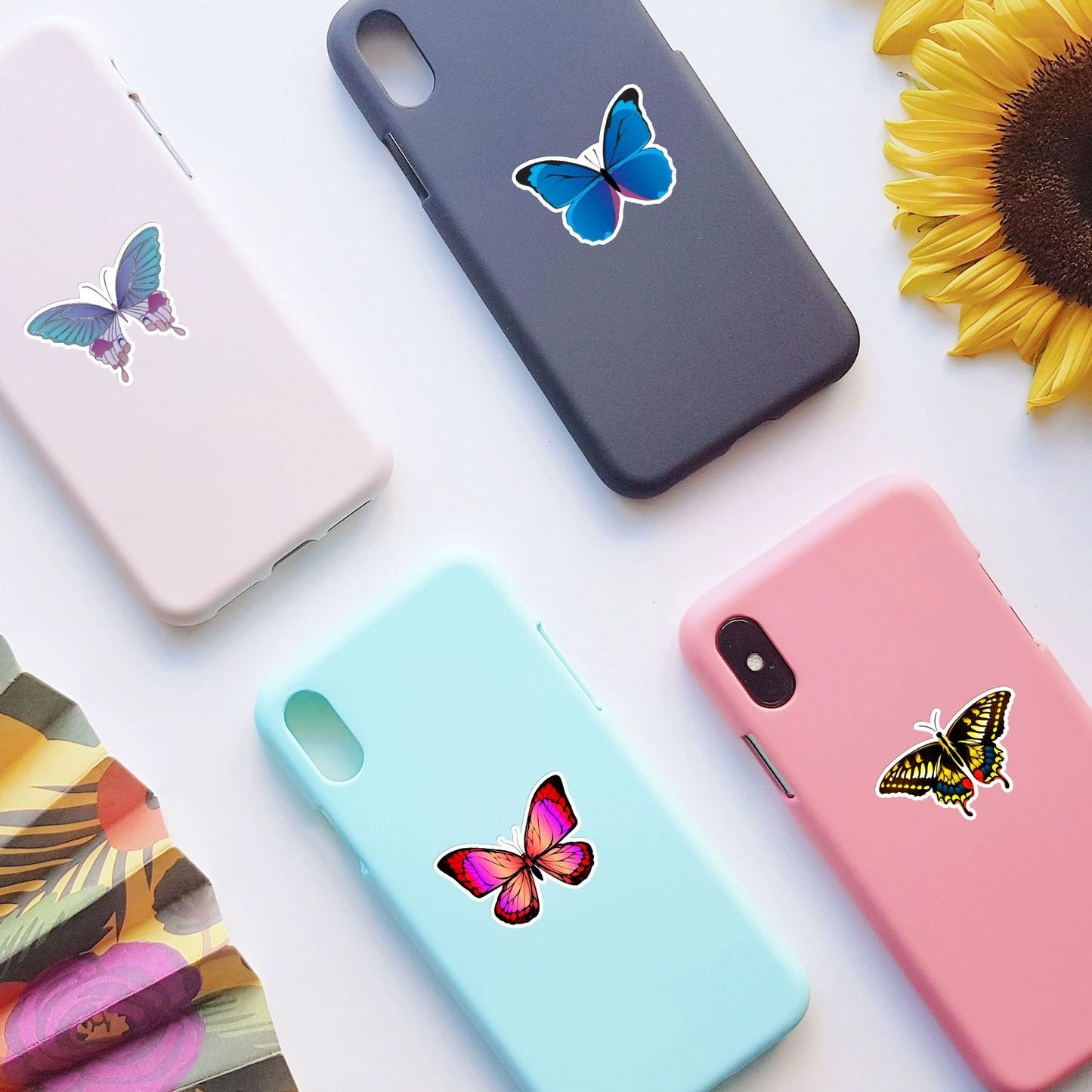 UPHUI 50PCS Stylish Universal DIY Butterfly Stickers Boho Graffiti Stickers for DIY Luggage Laptops Skateboards Motorcycle Bikes Suitcase Decals Graffiti Stickers