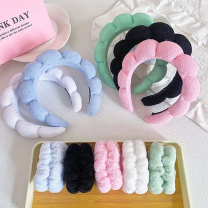 3pc set Spa Headband and Wristbands for Washing Face/makeup Absorbent Sponge and cuff Headband for Women's skin care routine Head band and Wrist bands pack
