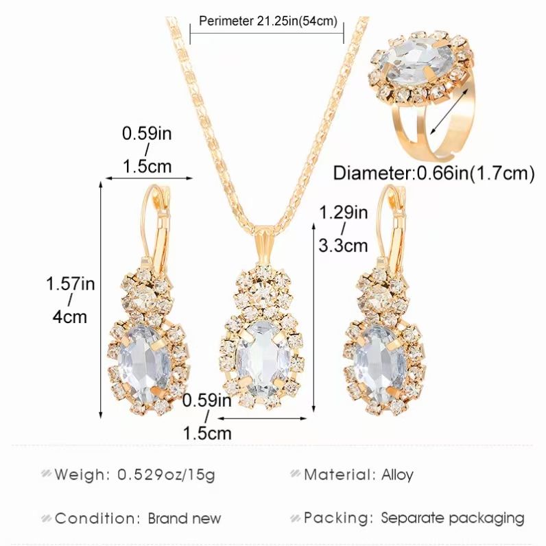 Ladies'Watch Square Inlaid Diamond Steel Strap Ring Necklace Earrings Double Row Full Diamond Bracelet Set Exquisite Elite Elegant Ladies' Casual Diamond Quartz Watch Jewelry Set For Gift Daily Wear