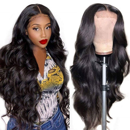 Black wave wigs European American women fashionable wig headgear with split long wave hair Long curly hair with big waves curly hair synthetic headband
