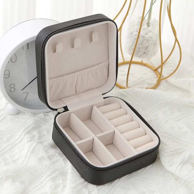 Mini Jewelry Storage Box Portable Home Travel Earrings Necklace Storage Case for Women Ring Organizer PU Leather Display Case