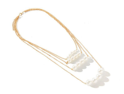 Multi-layer Metal Large and Small Double-sided Pearl Necklace Jewelry Clavicle Chain