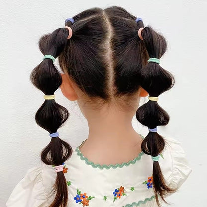 200/300pcs Cute Hair Ties For Kids & Girls - Colorful Elastic Polyester Hair Bands Ponytail Holder Children Rubber Band Hair Accessories