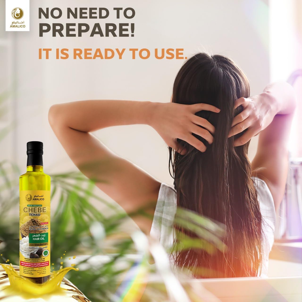 Chebe Oil for Hair Growth with SHEA BUTTER - Ready-to-Use Authentic African Chebe Powder for Hair Growth, Shea Butter, Palm Oil, Almond Oil, Olive Oil, Ostrich Oil (130ml)