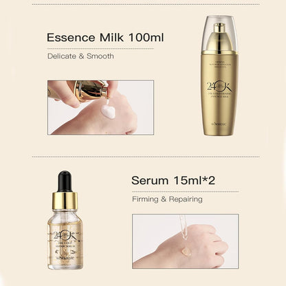 6pcs KORMESIC Elite 24K Gold Luxury Skincare Set: 6-Piece Anti-Aging Regimen with Gold Foil Serum & Cream - Firming, Lifting & Rejuvenating Collection for Tight, Smooth Skin