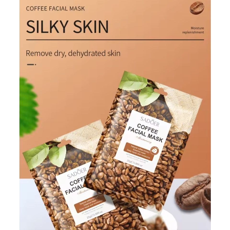 10 PIECES Sadoer Coffee Facial Mask Sheets Moisturizing, Deep Repair Cleansing Natural Coffee Extracts Essence Face Masks