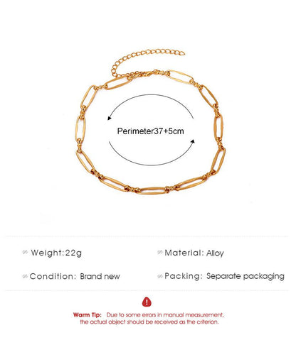 Oval metal necklace European and American punk style Personalized simple necklace Can be worn by men and women