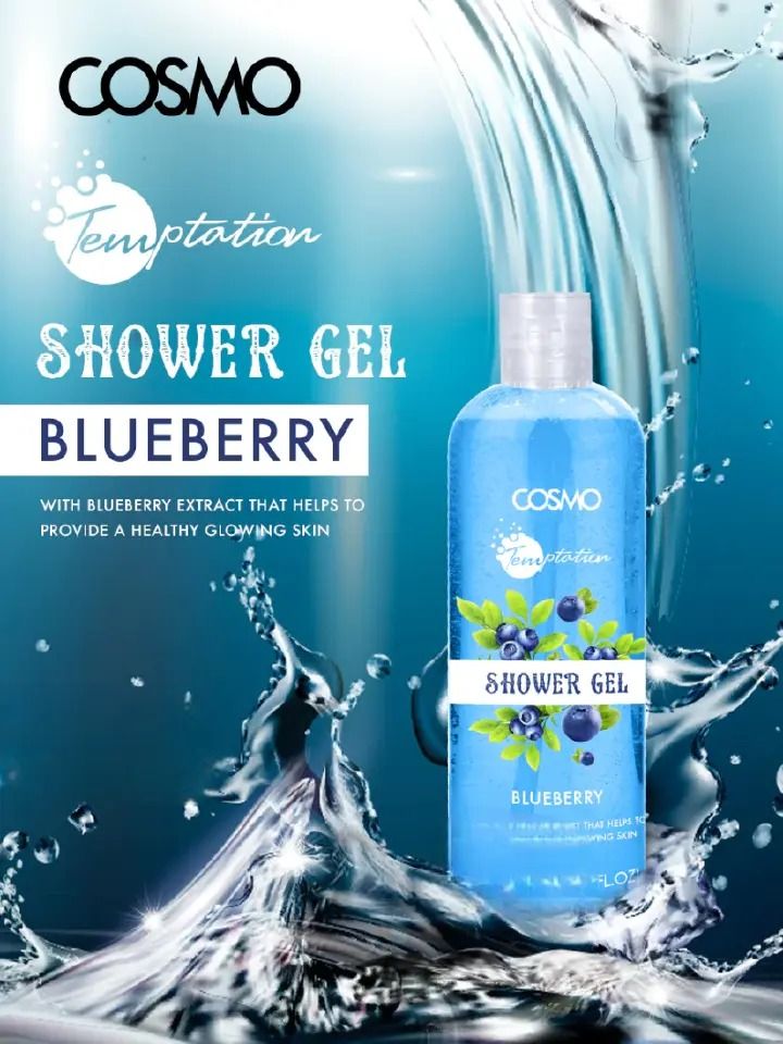 Cosmo Blueberry Temptation Shower Gel With Sweet Berry Scent 1000 ML Bath & Shower Body Care e Moisture In Skin and Leave The Skin Feeling Soft and Supple