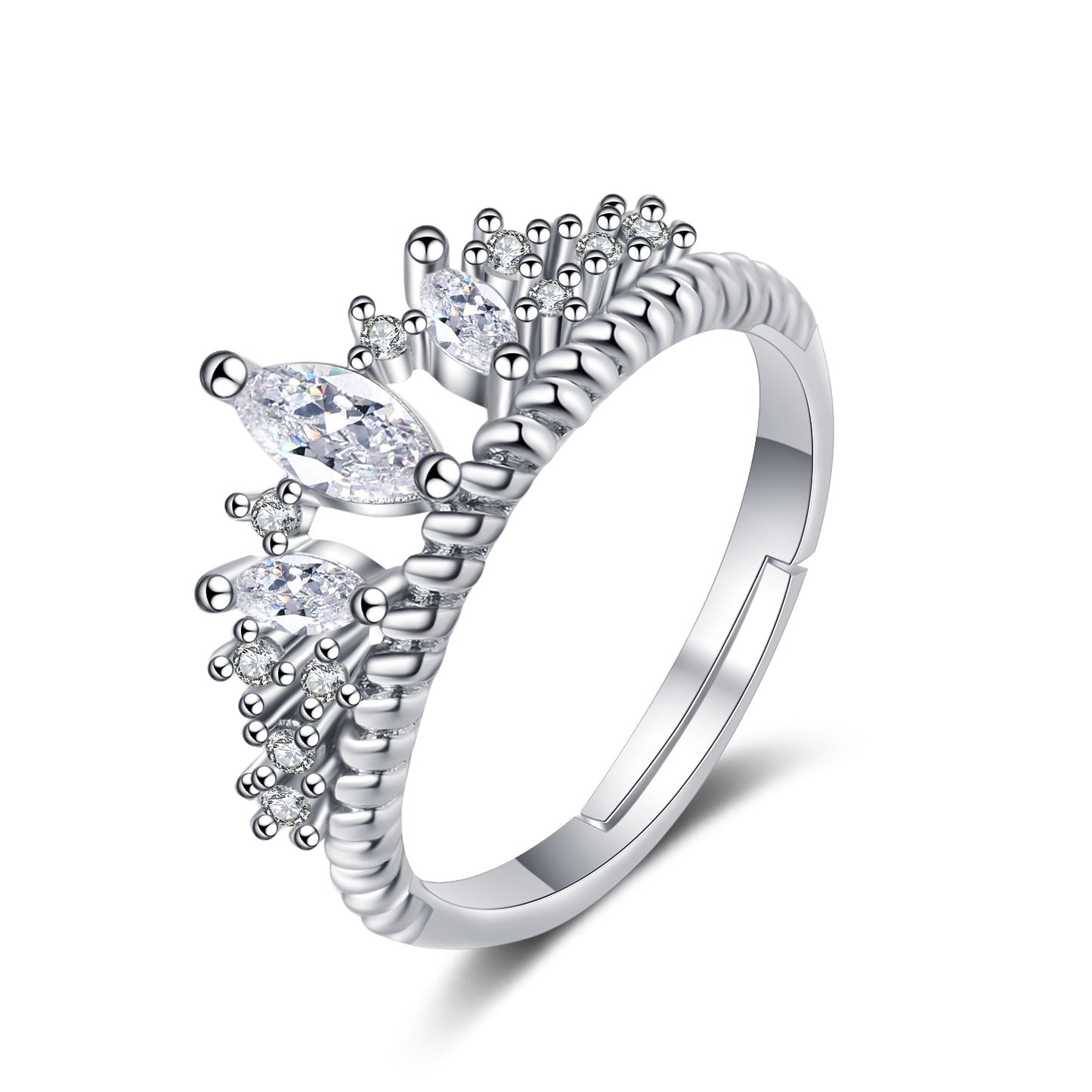 Classic Diamond Ring Jewelry Ladies Classical Wedding Engagement Ring Gift Silver adjustable