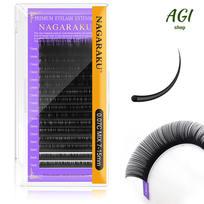 16Rows Classic Individual Eyelash Extension Lashes Matte Black Professional MIX 7-15MM Soft Natural Curl Faux Mink Eyelashes Extension Individual Eyelashes Artificial Fake False Eyelashes