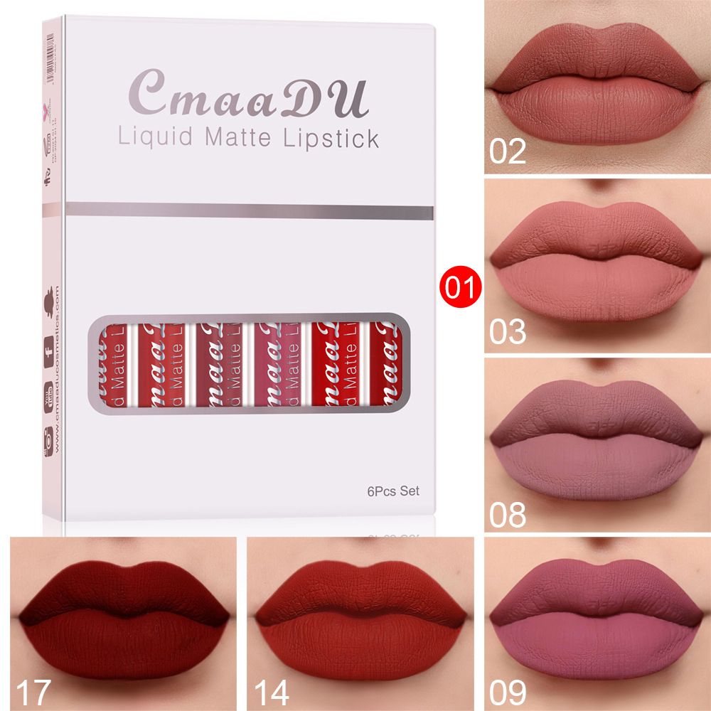 6PCS/set lipstick lip gloss set makeup long-lasting liquid lipstick set makeup matte non stick cup lip gloss