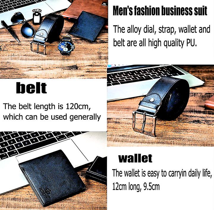 Gift Business Luxury Mens Set 6Pcs/Set Classic Men Watches Luxury Gifts Set Sunglasses Belt Watch Wallet Pen Keychain Set Christmas Gift Valentines Gifts Holiday Birthday Gift