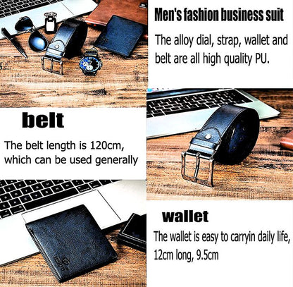 Gift Business Luxury Mens Set 6Pcs/Set Classic Men Watches Luxury Gifts Set Sunglasses Belt Watch Wallet Pen Keychain Set Christmas Gift Valentines Gifts Holiday Birthday Gift