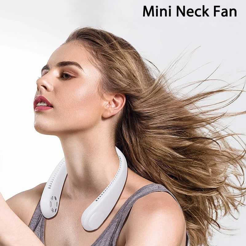New Mini Neck Fan USB rechargeable Handheld fan without blades USB fan Portable Hand-held fan fashion Hand held fan