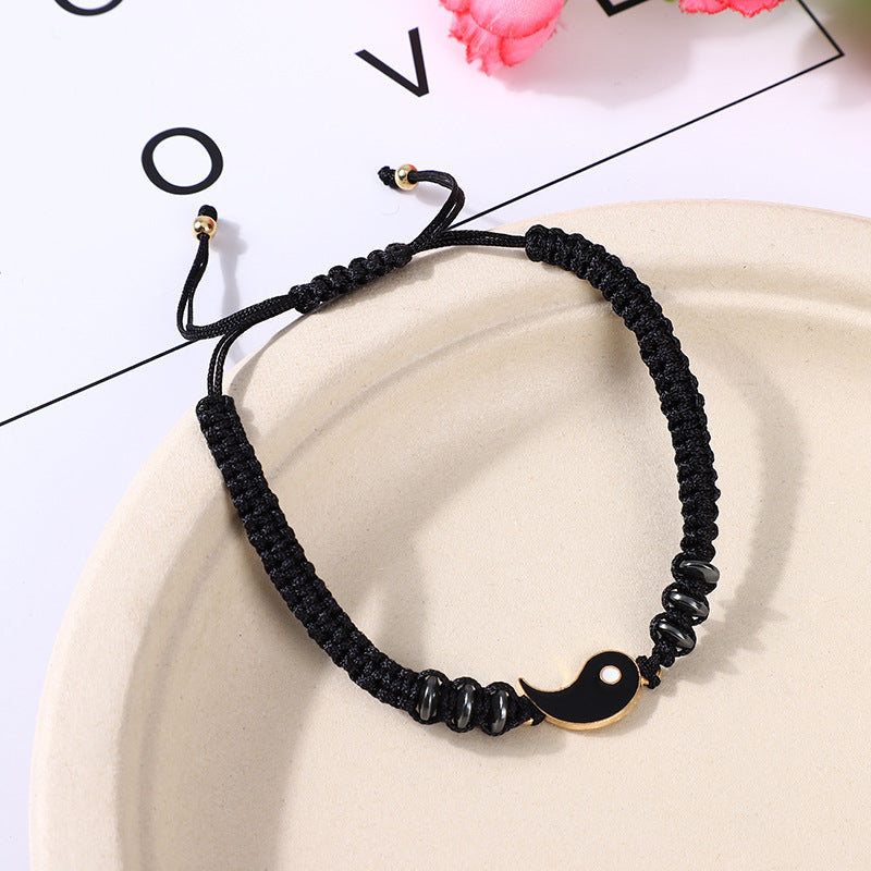 Hot selling new style stitching gossip ying yang couple bracelet hand woven tai chi bracelet ying yang jewellery Brand MM