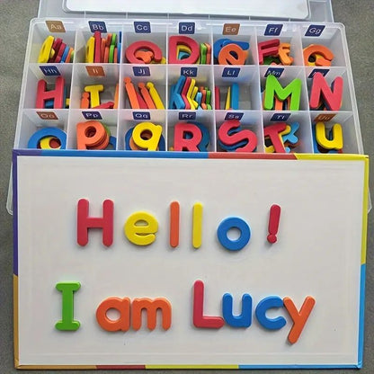 26-79pcs Magnetic Educational Stickers Magnetic Letters Numbers Alphabet ABC 123 Fridge Magnets Plastic Educational Preschool Learning Toy Set Uppercase Lowercase Math