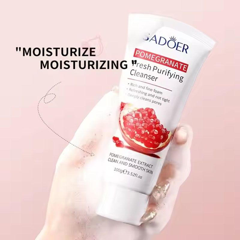 SADOER 8PCS Skin Care Set Pomegranate Fresh Whitening Brightening Face Toner + Face Cleanser + Face Serum + 5PCS Face Mask