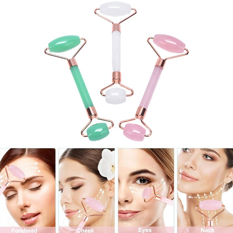 2pcs/set Skin Care Facial Rollers+Face Spa Massager Neck Roller Gua Sha Scraper Board Face Lift Up Wrinkle Remover Face Roller Scraper Set